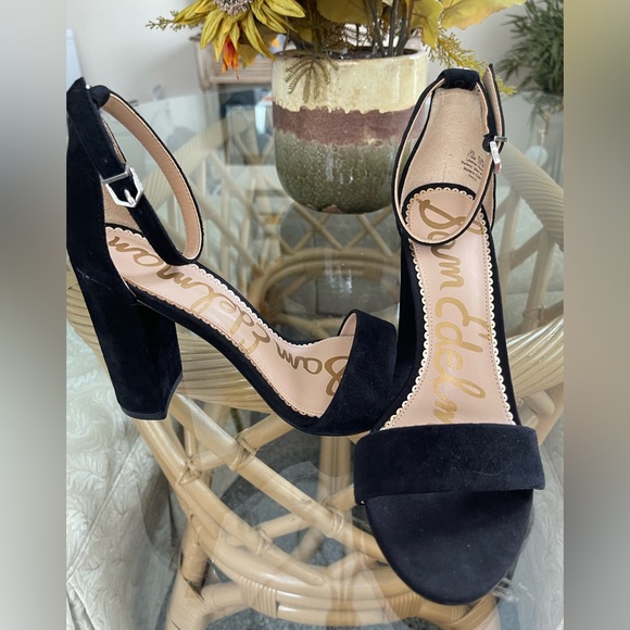 Sam Elderman like new black suede open toe, chunky heels, size 7.5. - Picture 3 of 12